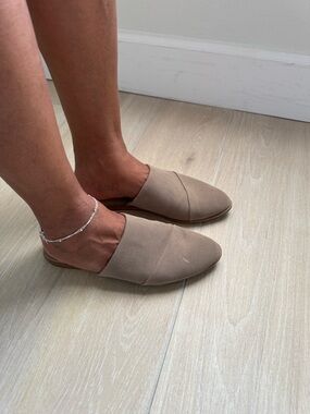 Toms Taupe Slip-On Mule Flats